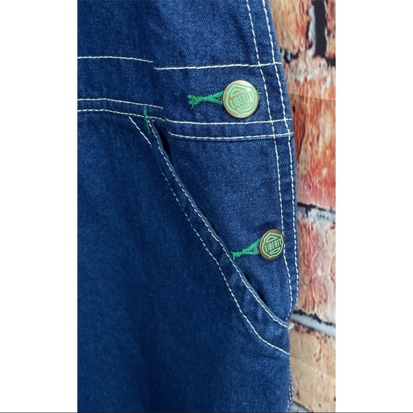 Vintage 90s Liberty Men’s Denim Bib Blue Jean Overalls 40x32 Workwear Farmer - Picture 3 of 5